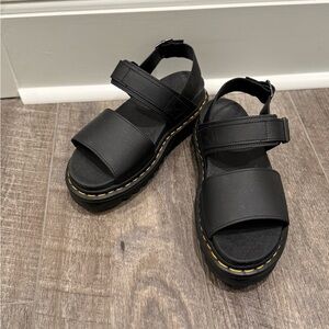 Dr. Martens Black Sandals with Yellow Stitching